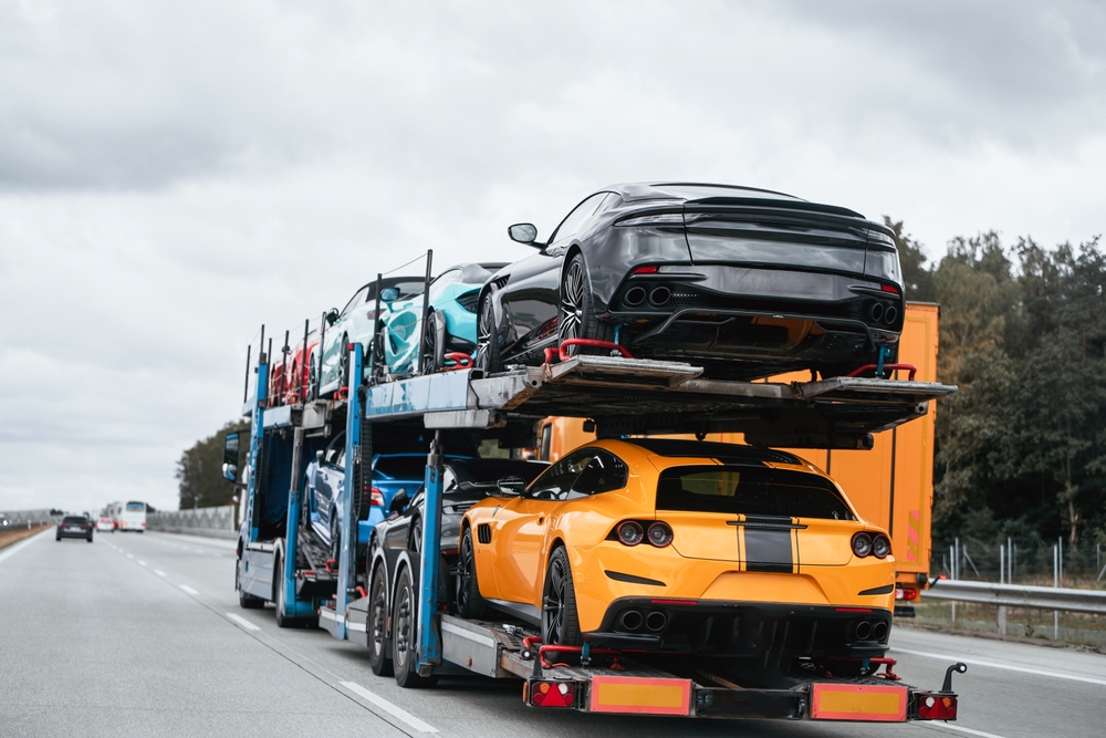 car shipping hauler truck with cars