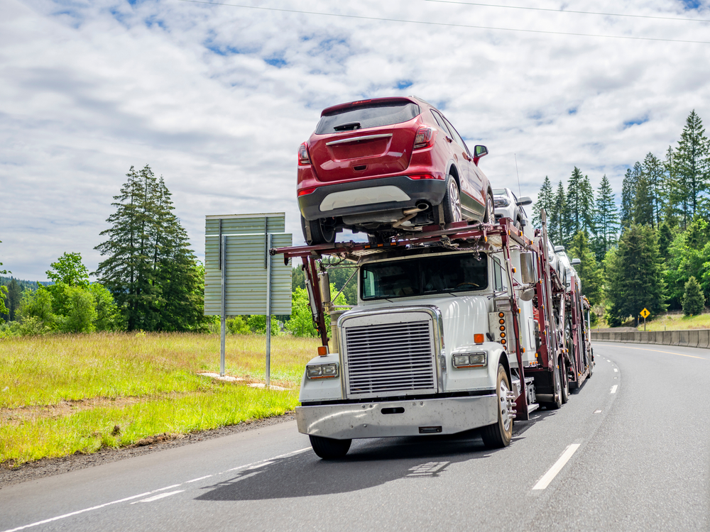 car shipping truck with cars