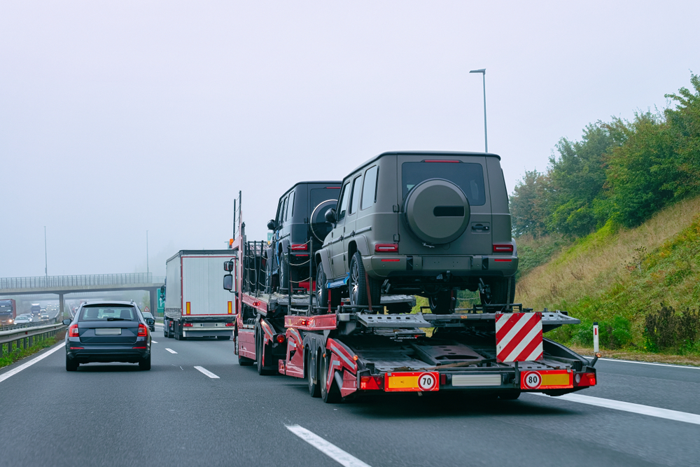 Florida to California car shipping truck with cars