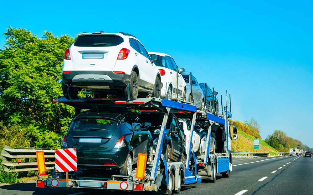 New York to South Carolina car shipping truck with cars