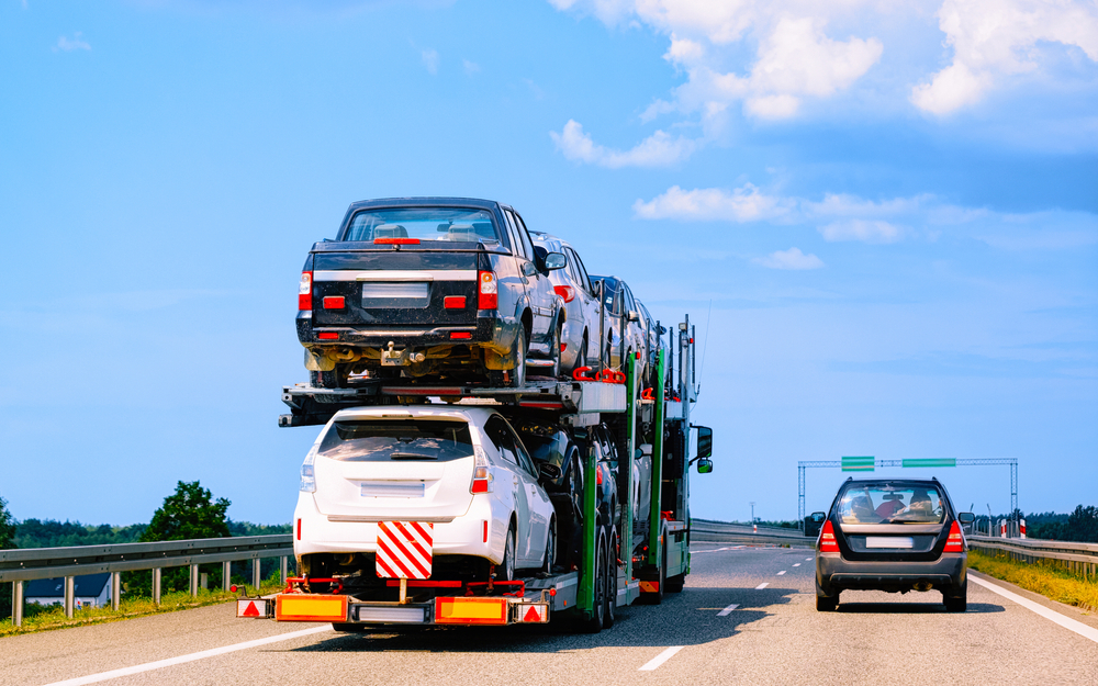Texas to California car shipping truck with cars