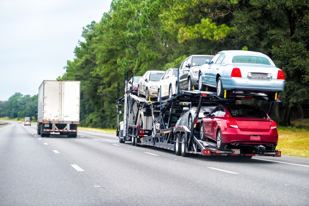 car shipping truck with cars