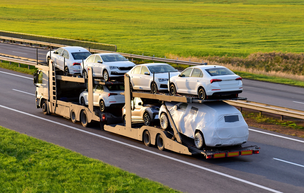 car shipping truck with cars