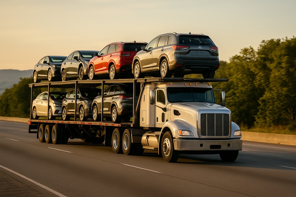 New York to California car shipping hauler with cars